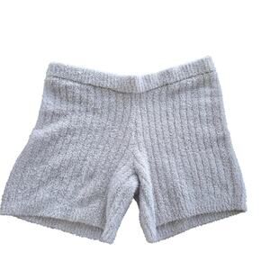 Lonely Ghost Fuzzy Rib Knit Loungewear 6" Shorts Beige Women Sz 2XL